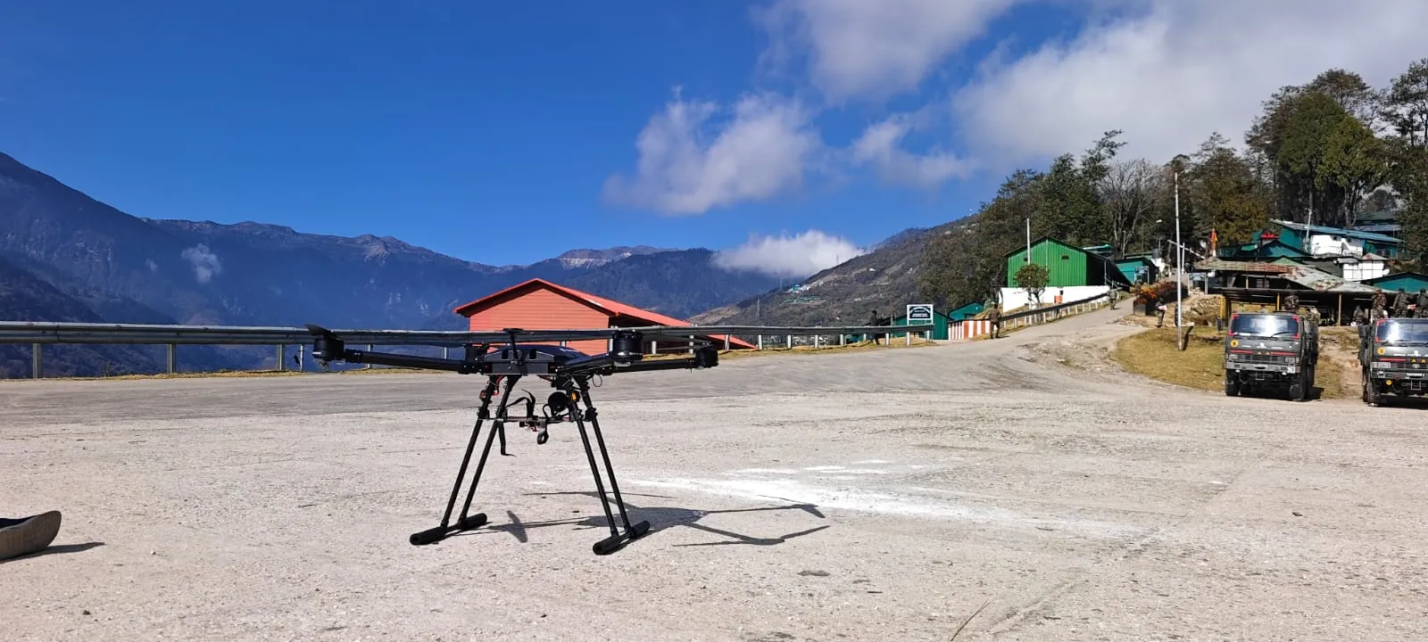 Infantry Safe Line drone on a mountain airfield