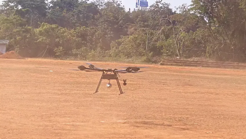 Talos X8-45 taking off from a dirt airstrip